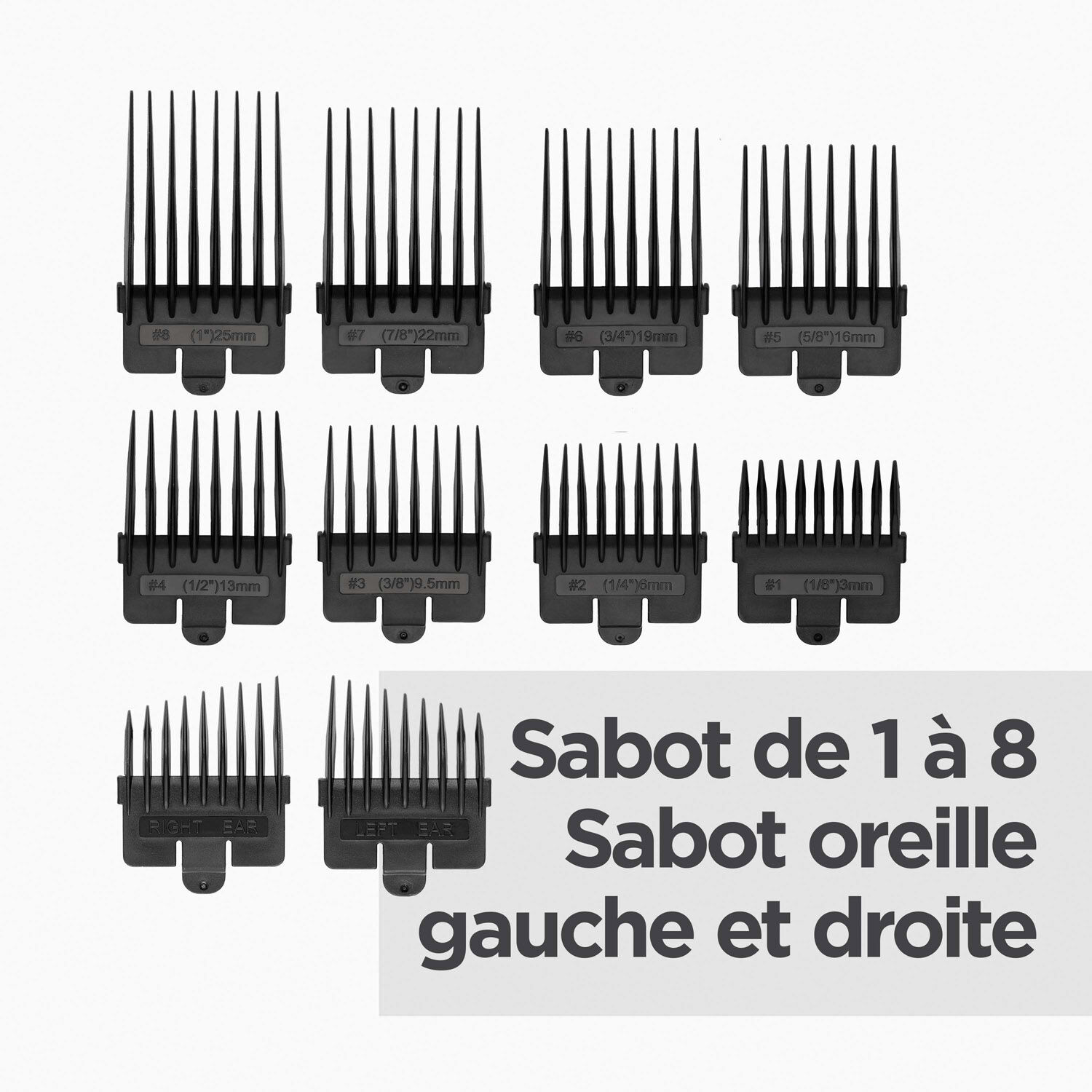 Sabot de 1 &agrave; 8, Sabot oreille gauche et droite